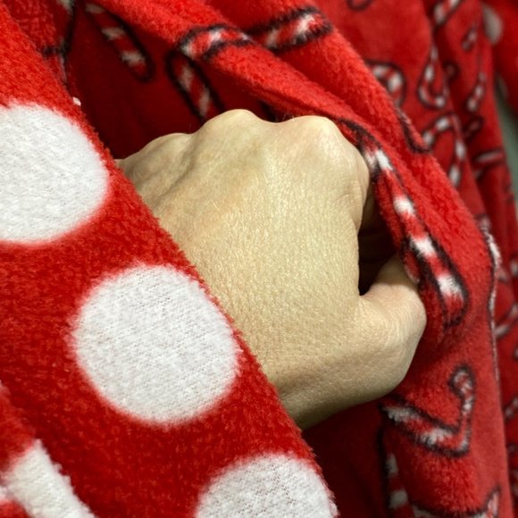 #Follow me Christmas one piece zip up pajamas santa hood candy canes women's XXL - Picture 6 of 13